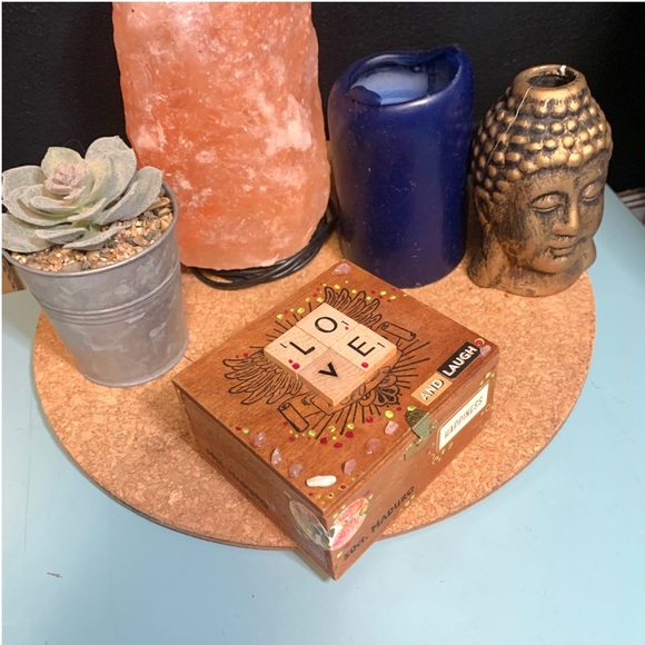 Handmade Upcycled Wooden Stash Box Organizer Rose Quartz Crystal Brass Closure - Picture 4 of 16